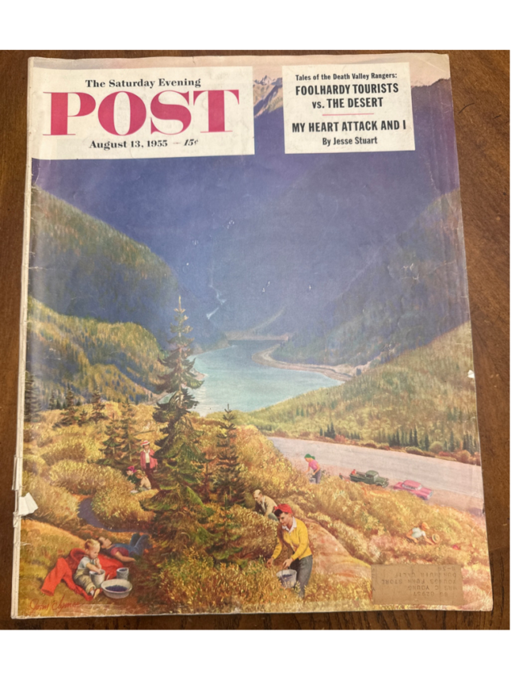 Vintage The Saturday Evening Post Magazine August 13 1955 Blue Green One Size